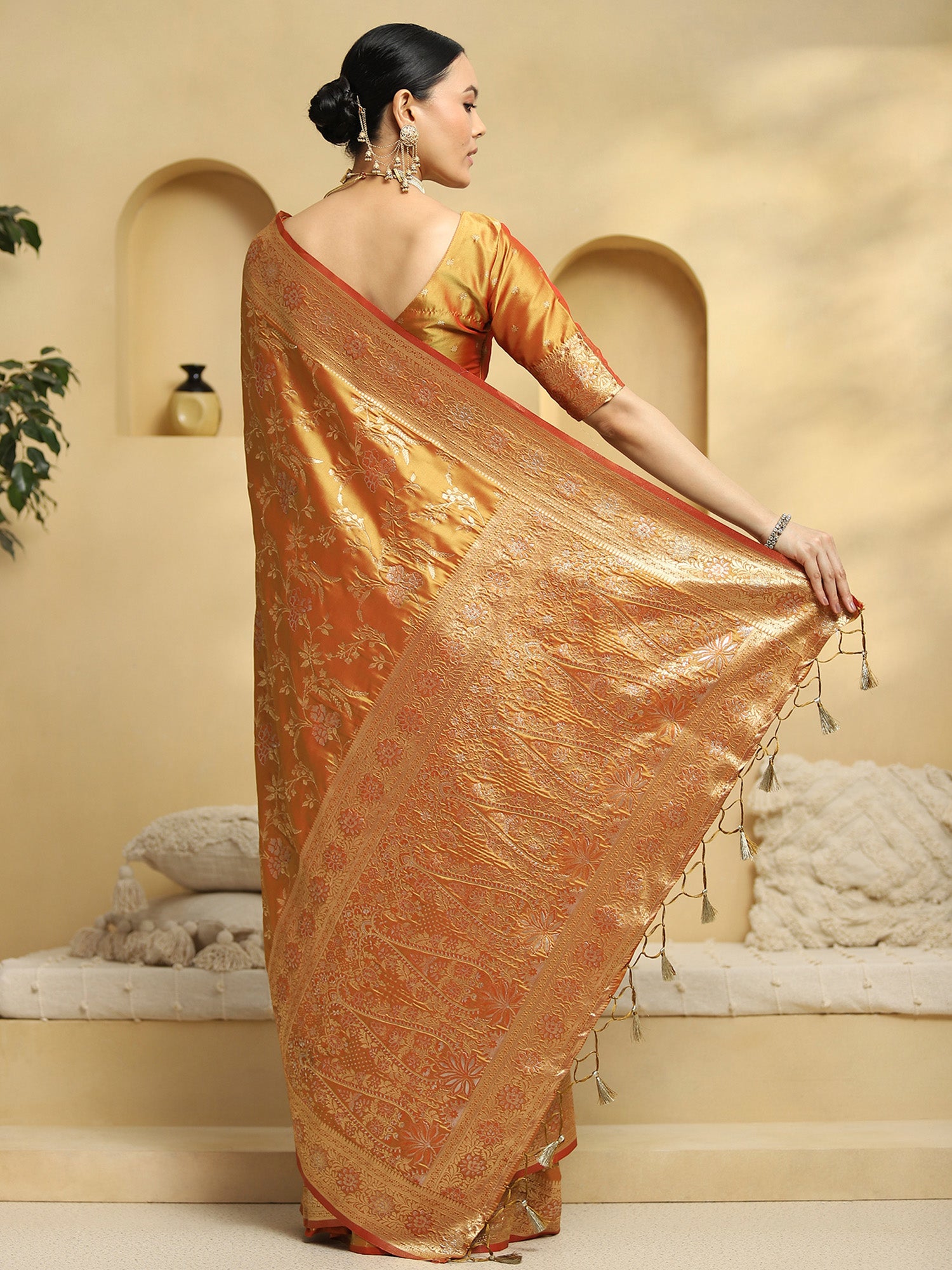 soft silk mustard woven design designer saree with blouse piece 34pakhi3401