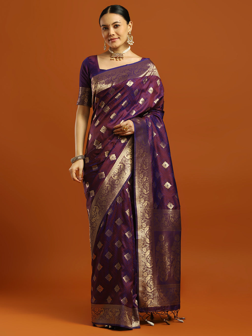 soft silk purple woven design designer saree with blouse piece 34pakhi3402