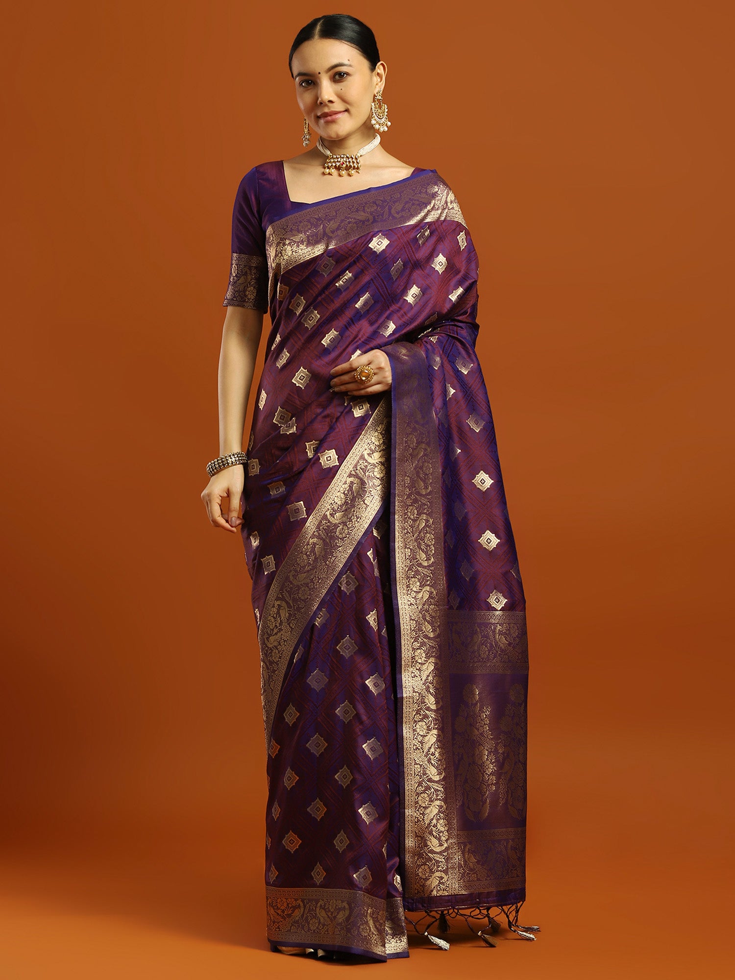 soft silk purple woven design designer saree with blouse piece 34pakhi3402