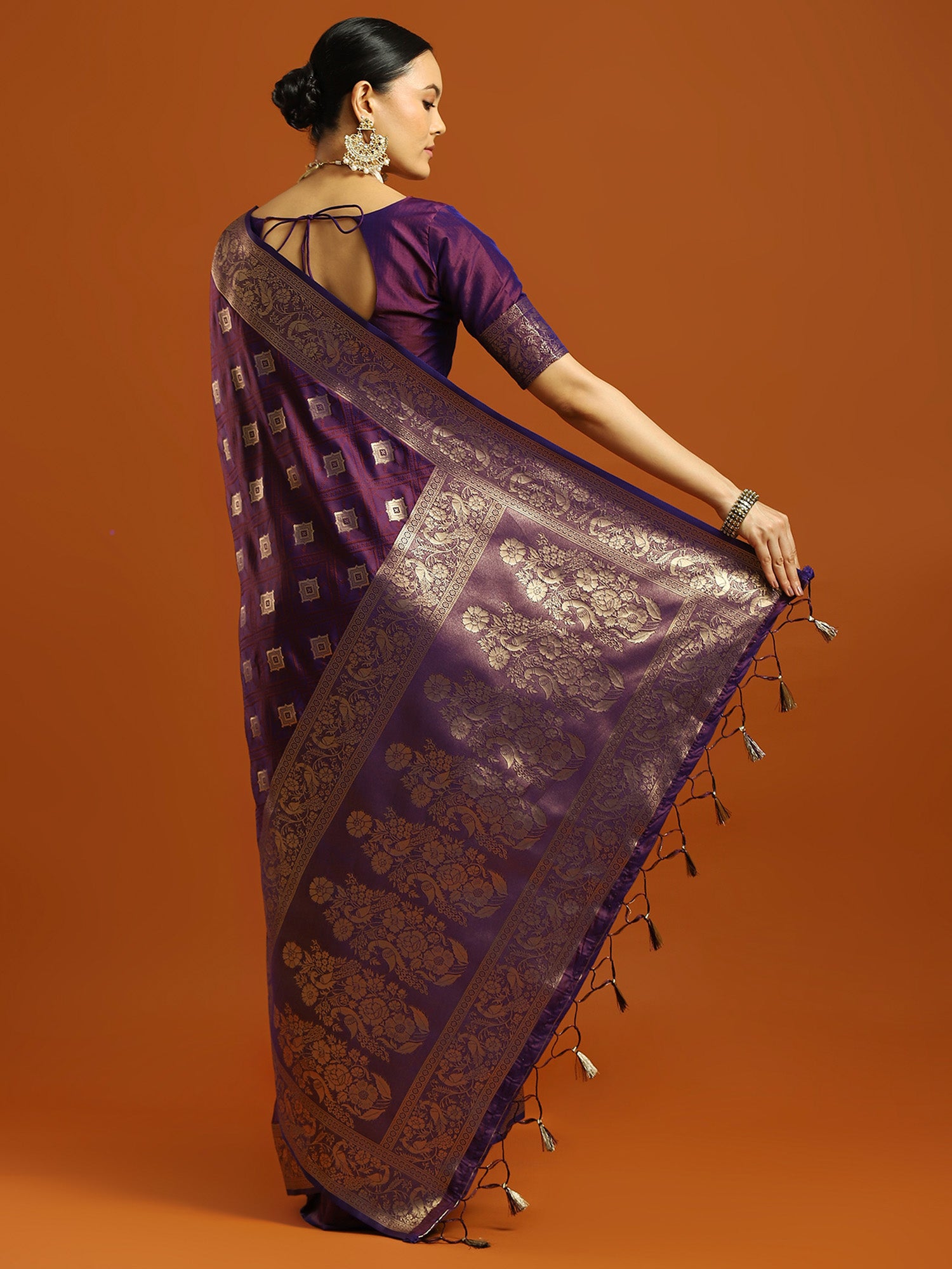 soft silk purple woven design designer saree with blouse piece 34pakhi3402