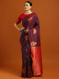 soft silk purple woven design designer saree with blouse piece 34pakhi3406