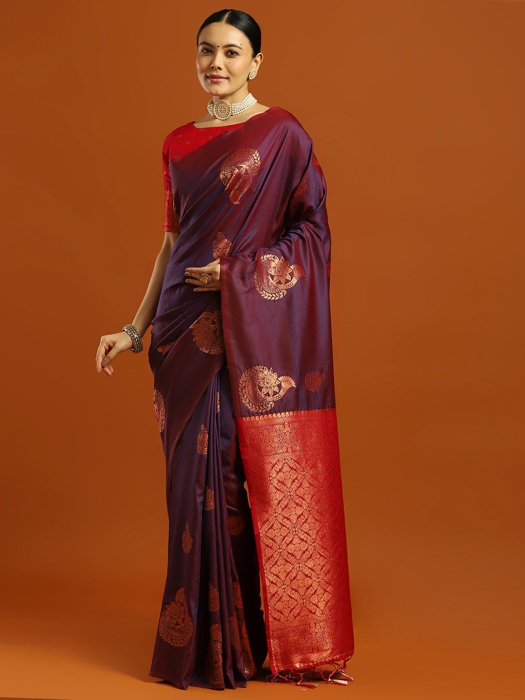 soft silk purple woven design designer saree with blouse piece 34pakhi3406