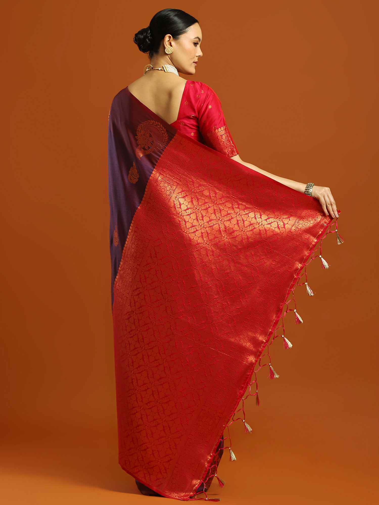 soft silk purple woven design designer saree with blouse piece 34pakhi3406
