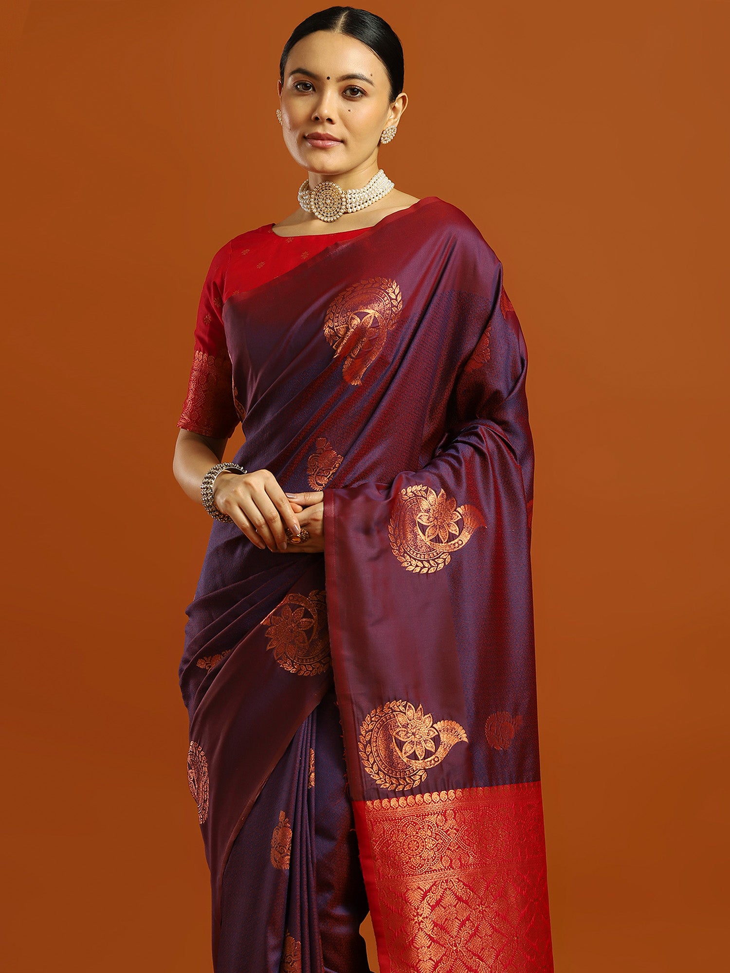 soft silk purple woven design designer saree with blouse piece 34pakhi3406
