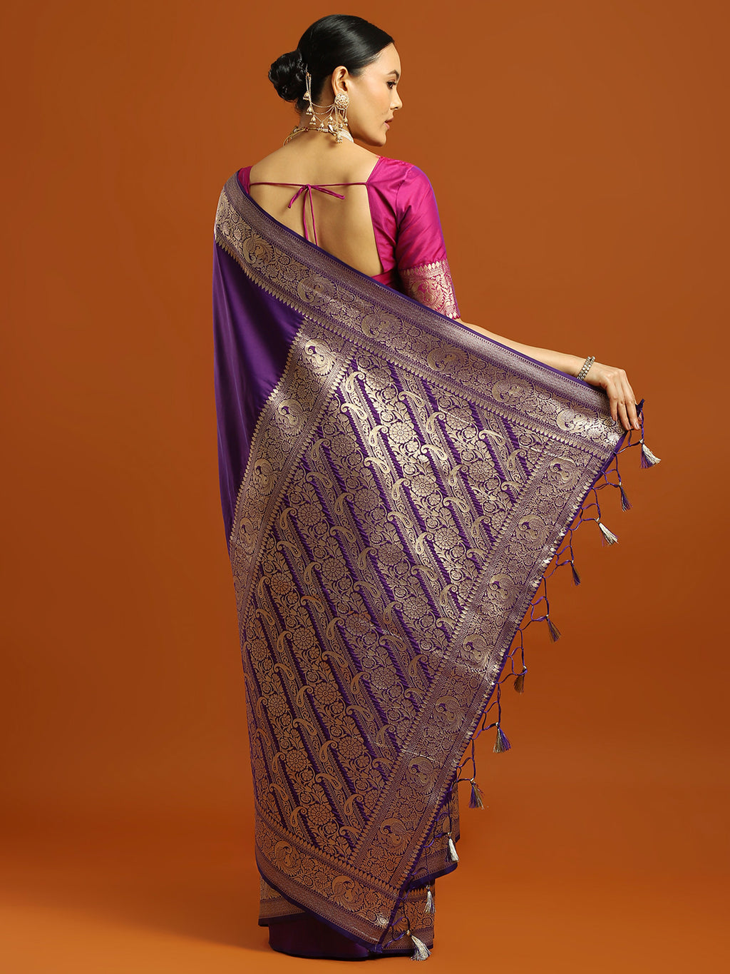 soft silk purple woven design designer saree with blouse piece 34pakhi3408