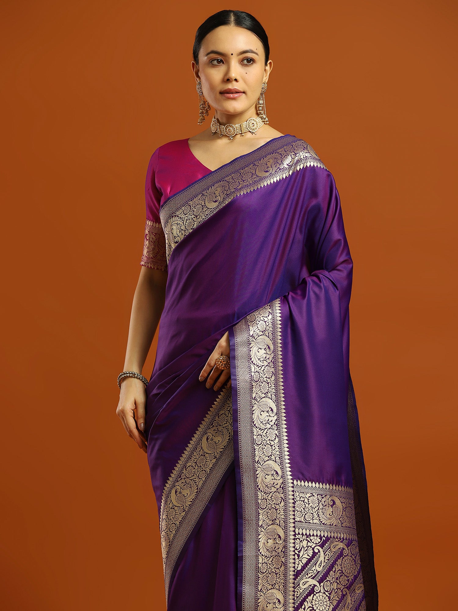 soft silk purple woven design designer saree with blouse piece 34pakhi3408