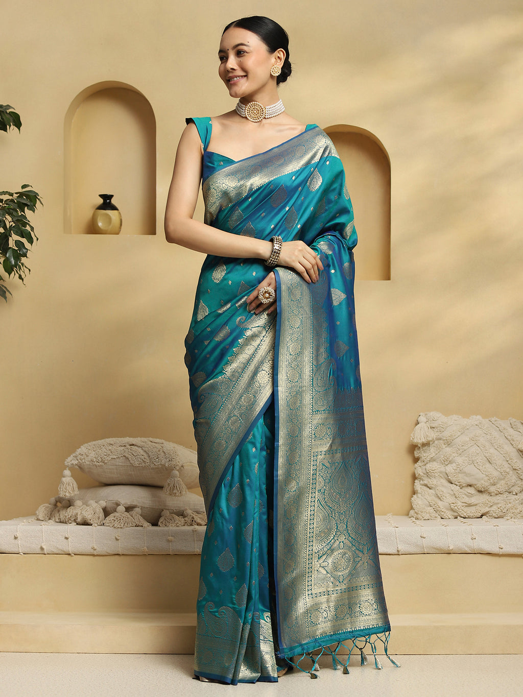 soft silk teal green woven design designer saree with blouse piece 35pakhi3503