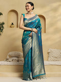 soft silk teal green woven design designer saree with blouse piece 35pakhi3503