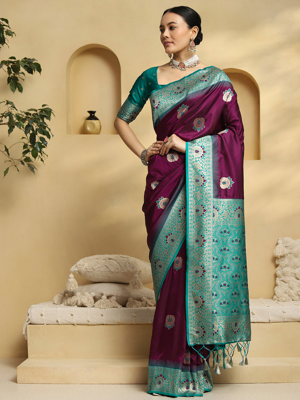 soft silk maroon woven design designer saree with blouse piece 35pakhi3506