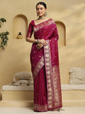soft silk magenta woven design designer saree with blouse piece 35pakhi3508