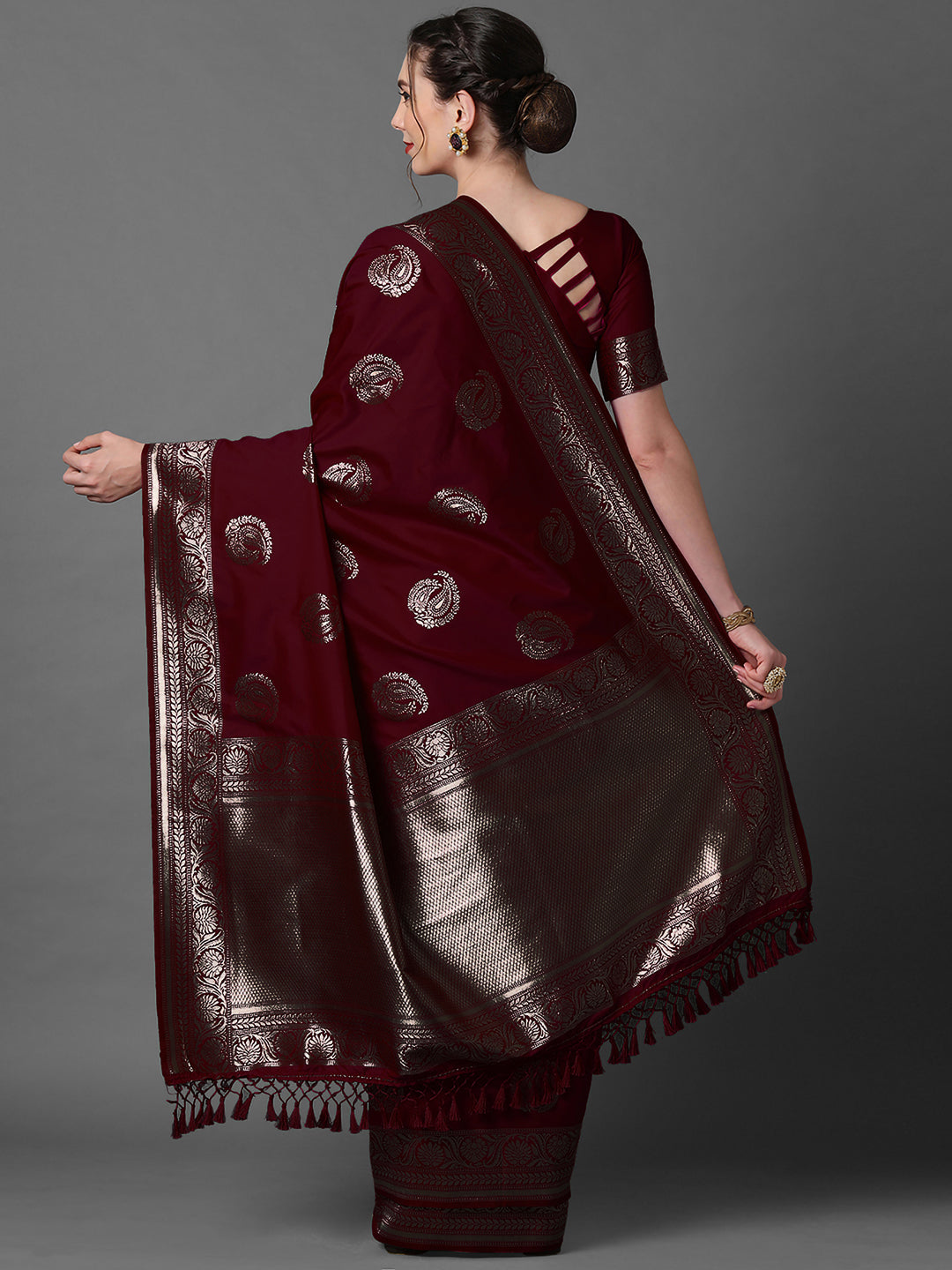 silk blend brown wovendesign celebrity saree with blouse piece 3pakhi5104a
