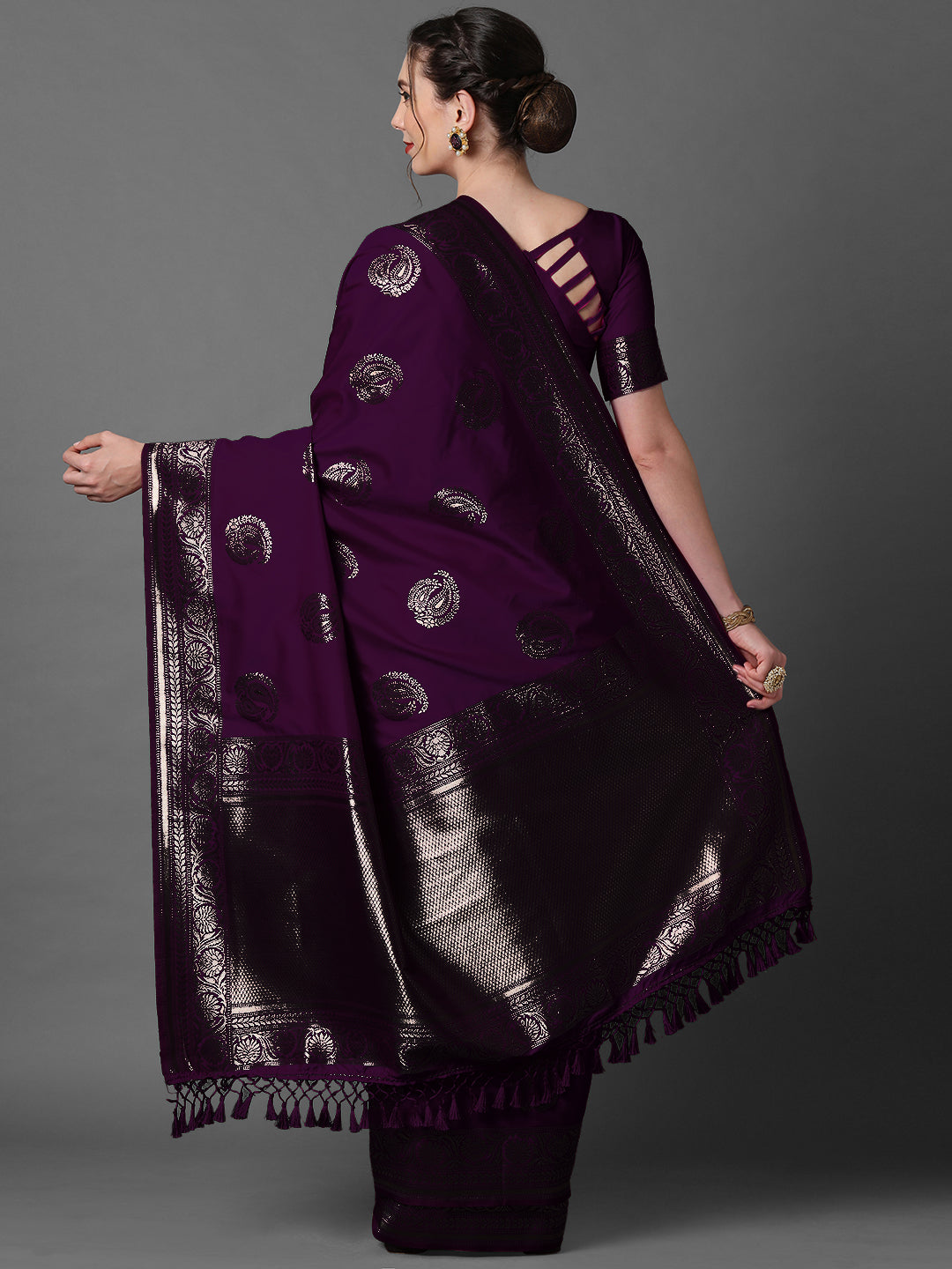 silk blend purple wovendesign celebrity saree with blouse piece 3pakhi5104b