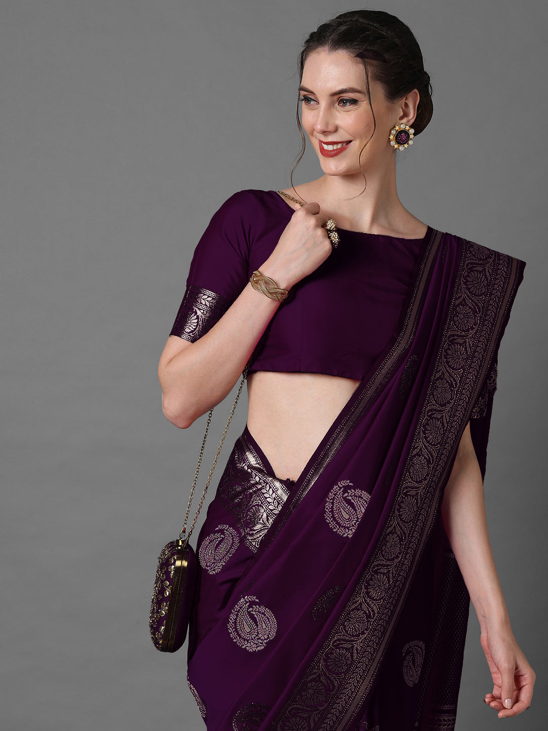 silk blend purple wovendesign celebrity saree with blouse piece 3pakhi5104b