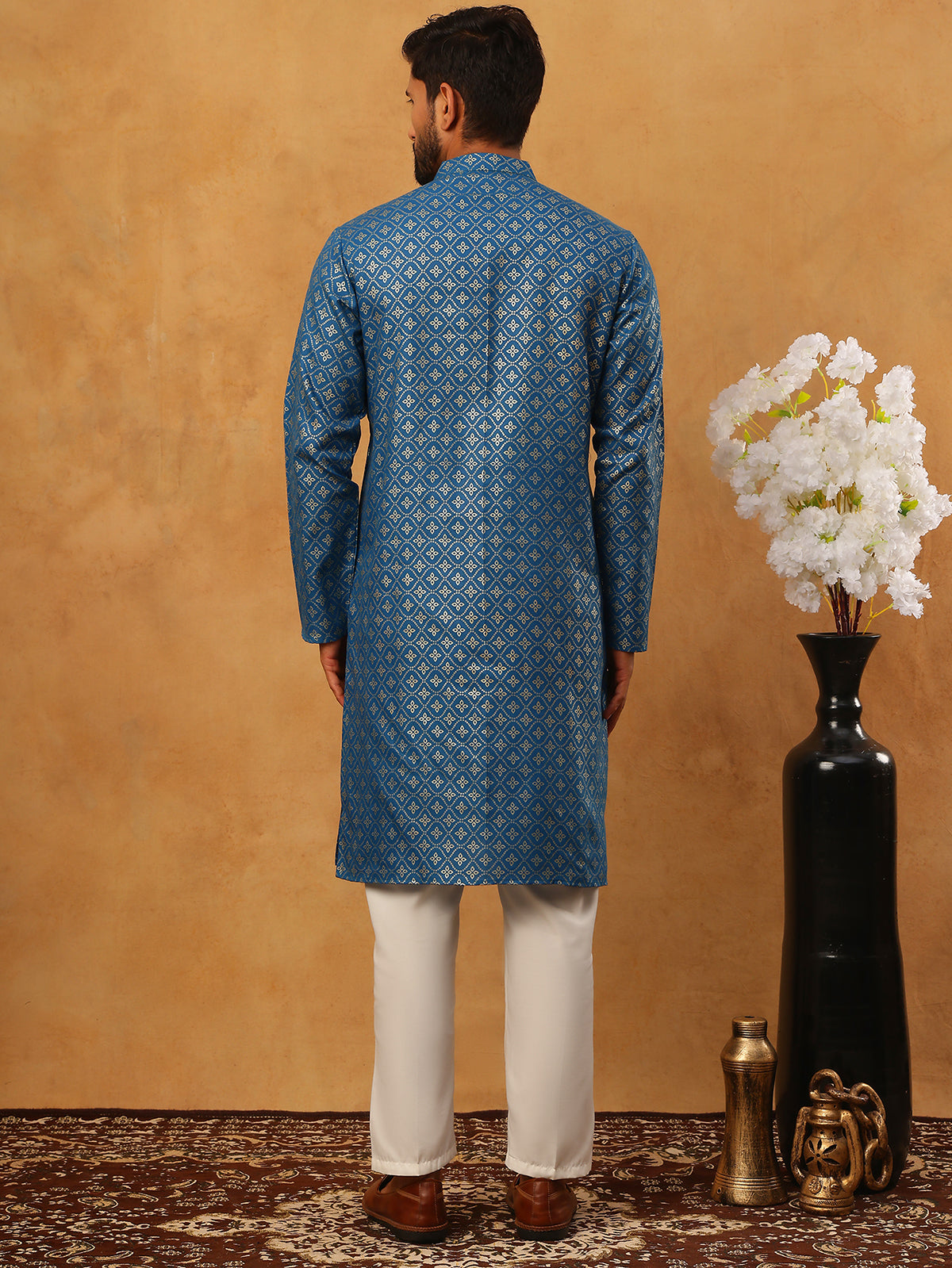 festive cotton blend printed kurta pyjama set