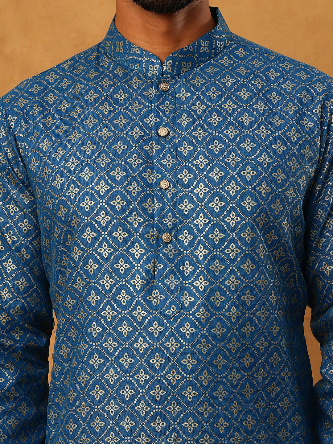 festive cotton blend printed kurta pyjama set