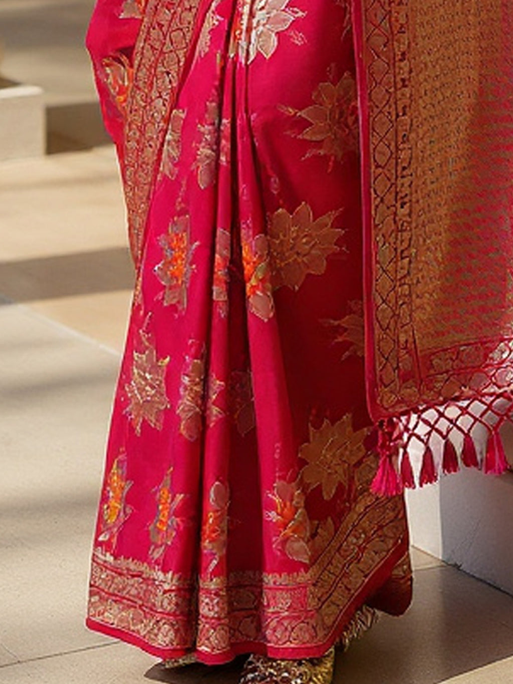 silk blend pink woven design designer saree with blouse piece 6pakhi8103