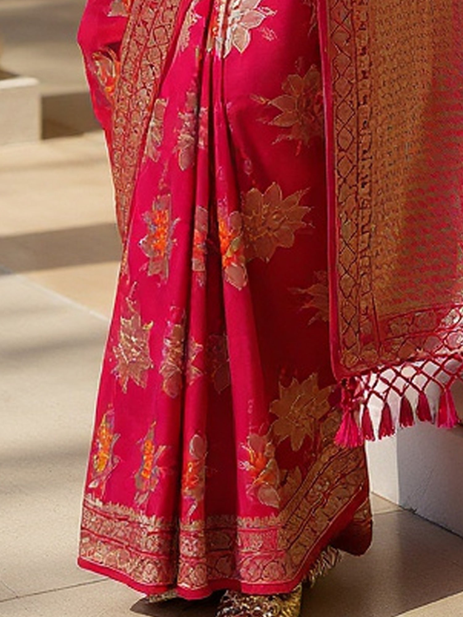 silk blend pink woven design designer saree with blouse piece 6pakhi8103