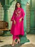 pink embroidered kurta set
