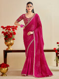 georgette pink embroidered designer saree with blouse piece bndhniya1005