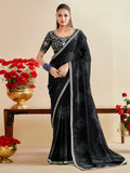 georgette black embroidered designer saree with blouse piece bndhniya1010