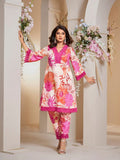 off white pink multi colour floral printed kurta set
