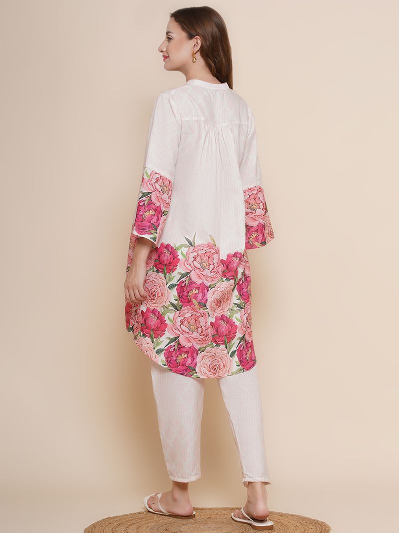 Pink & Multi Print Anarkali Kurta Set
