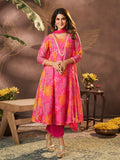 pink printed anarkali kurta set