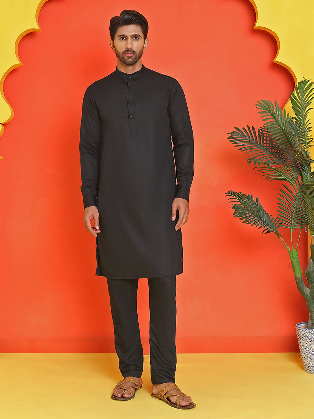 sequins printed nehru jacket with solid kurta pyjama set