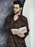 men bronze silk blend straight kurta pyjama set