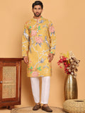mens animal printed pure cotton straight kurta pyjama set
