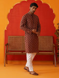 embroidered kurta pyjama set for men maroon