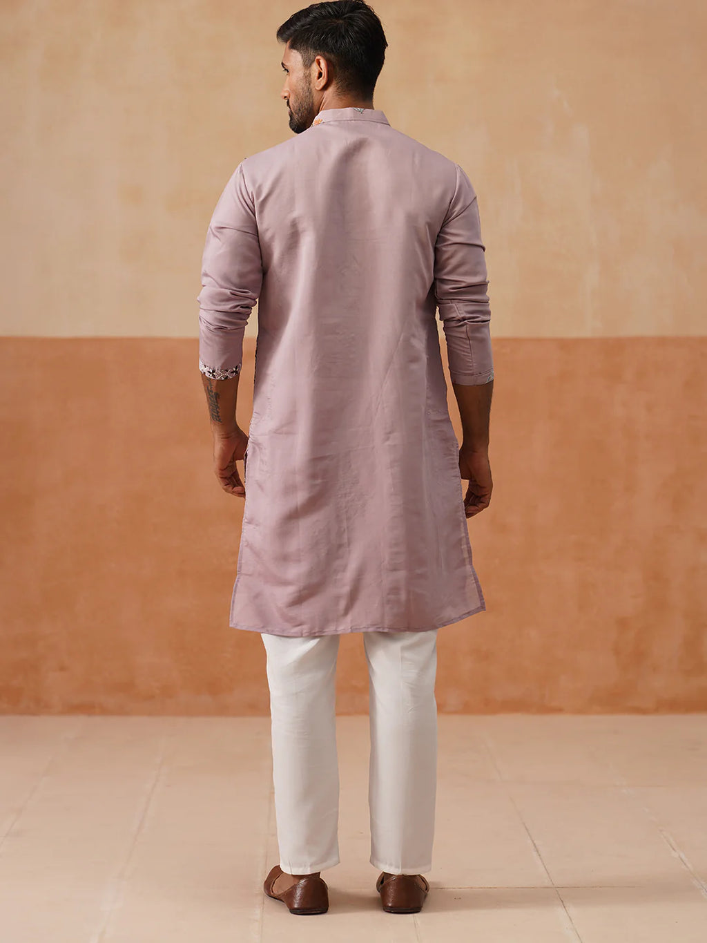 floral embroidered sequins kurta set purple 1