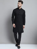 jompers men black chikan kurta with churidar