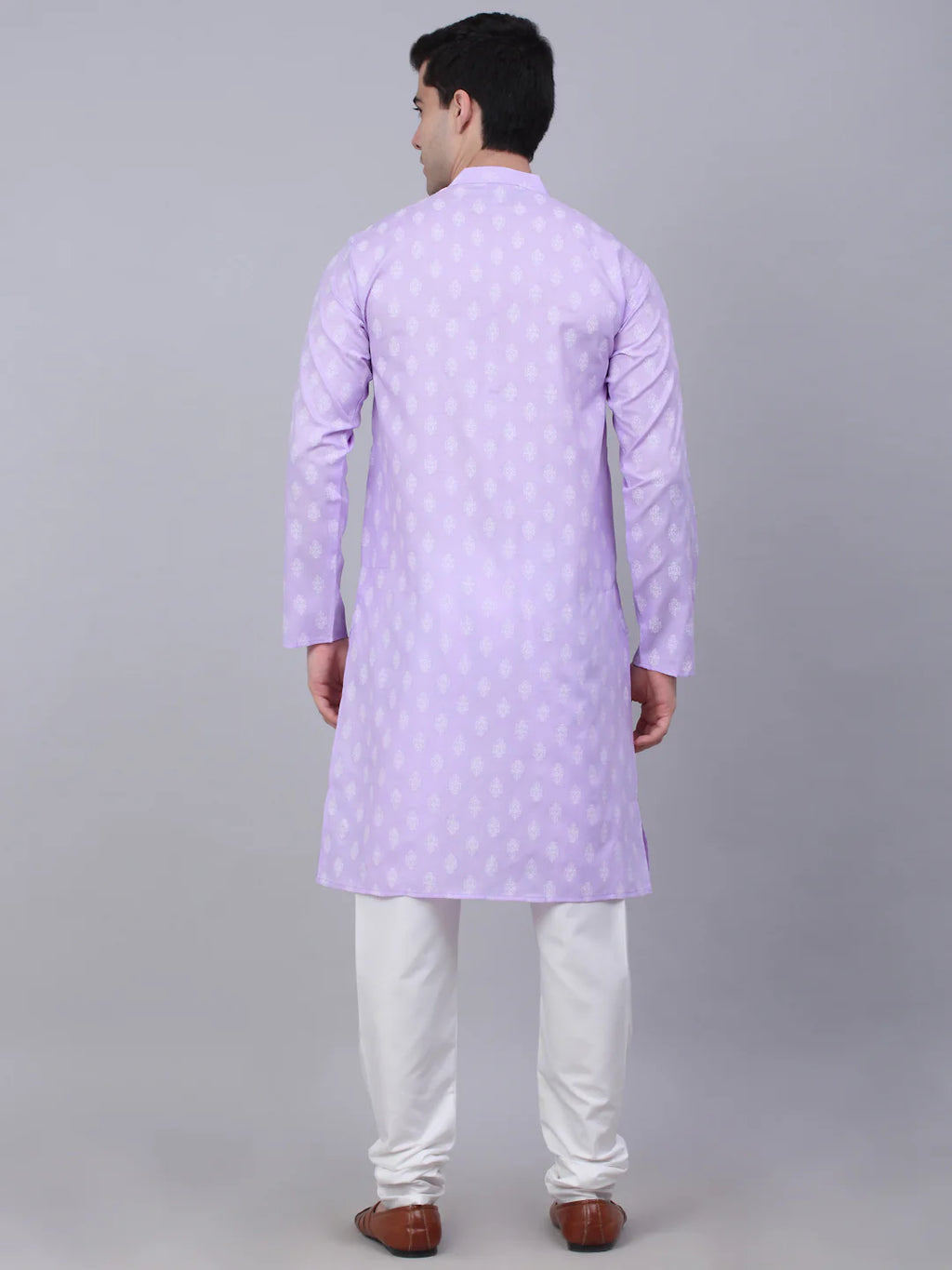 mens cotton floral printed kurta pyjama set purple