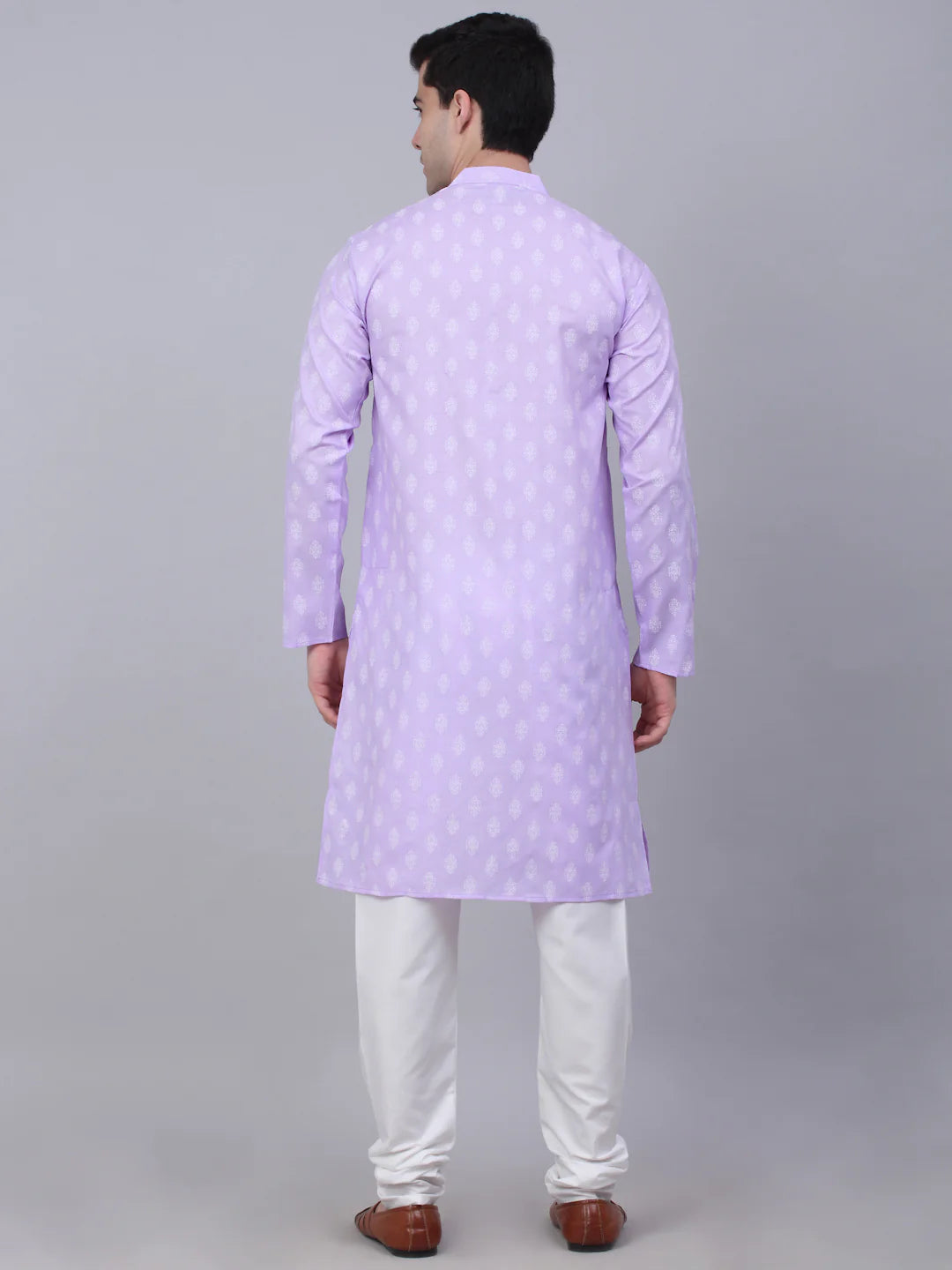 mens cotton floral printed kurta pyjama set purple