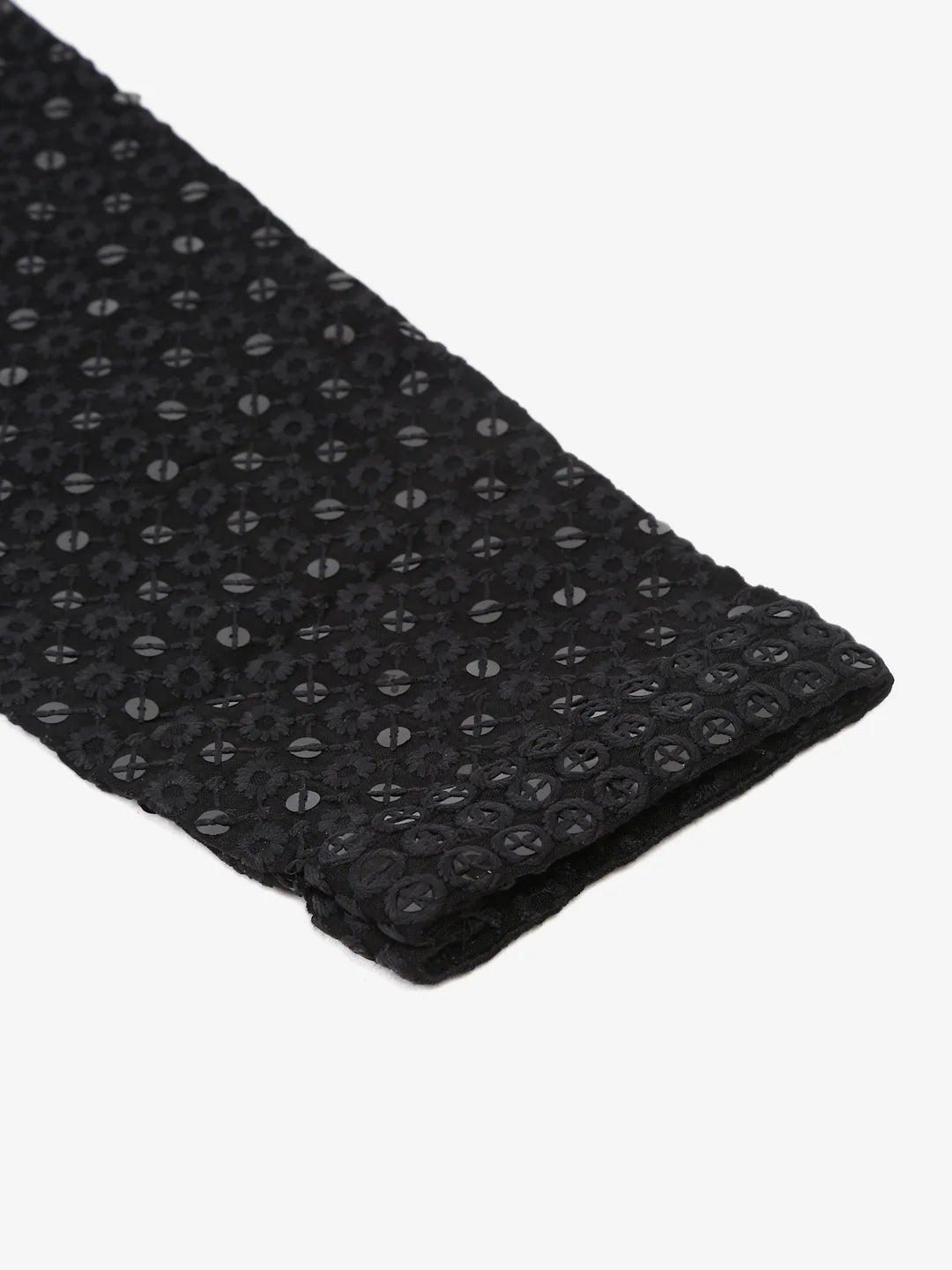 men black chikankari embroidered sequins kurta with churidar