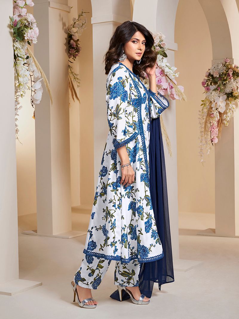 floral printed kurta with palazzos dupatta