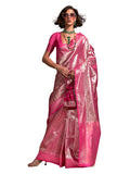 kanjeevaram silk pink wovendesign designer saree with blouse piece knjpurm358001