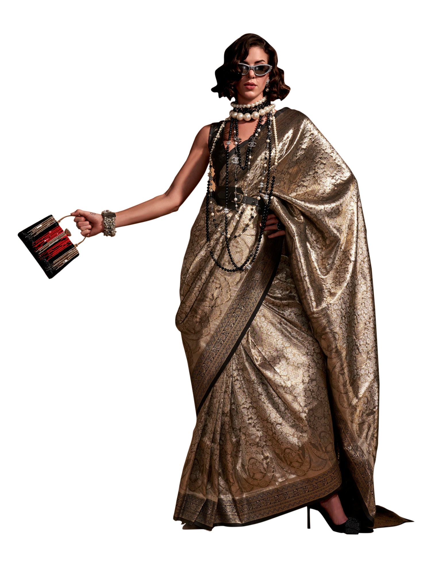 kanjeevaram silk olive wovendesign designer saree with blouse piece knjpurm358005