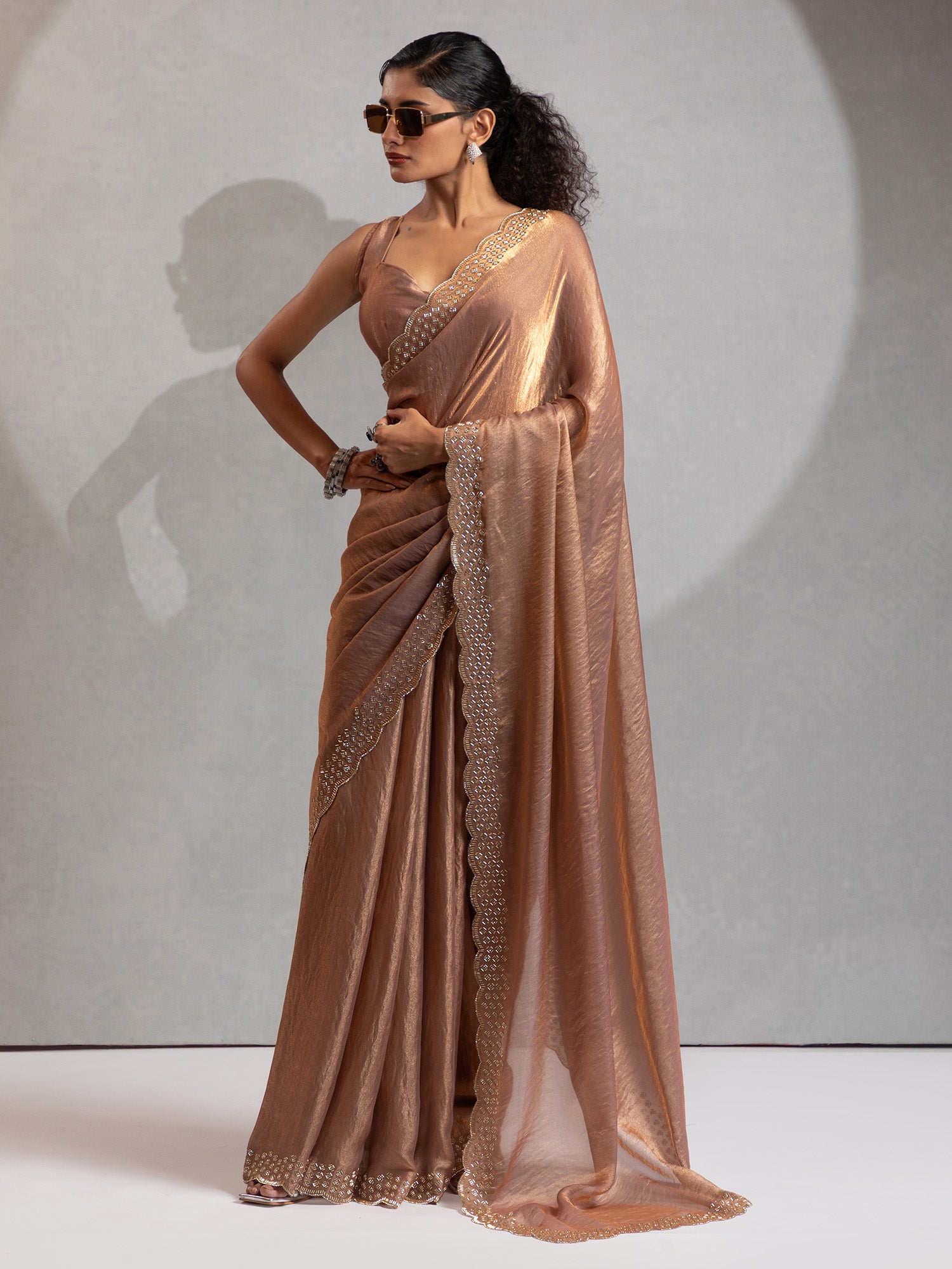 satin silk beige embellished designer saree with blouse piece morpnkh1224a