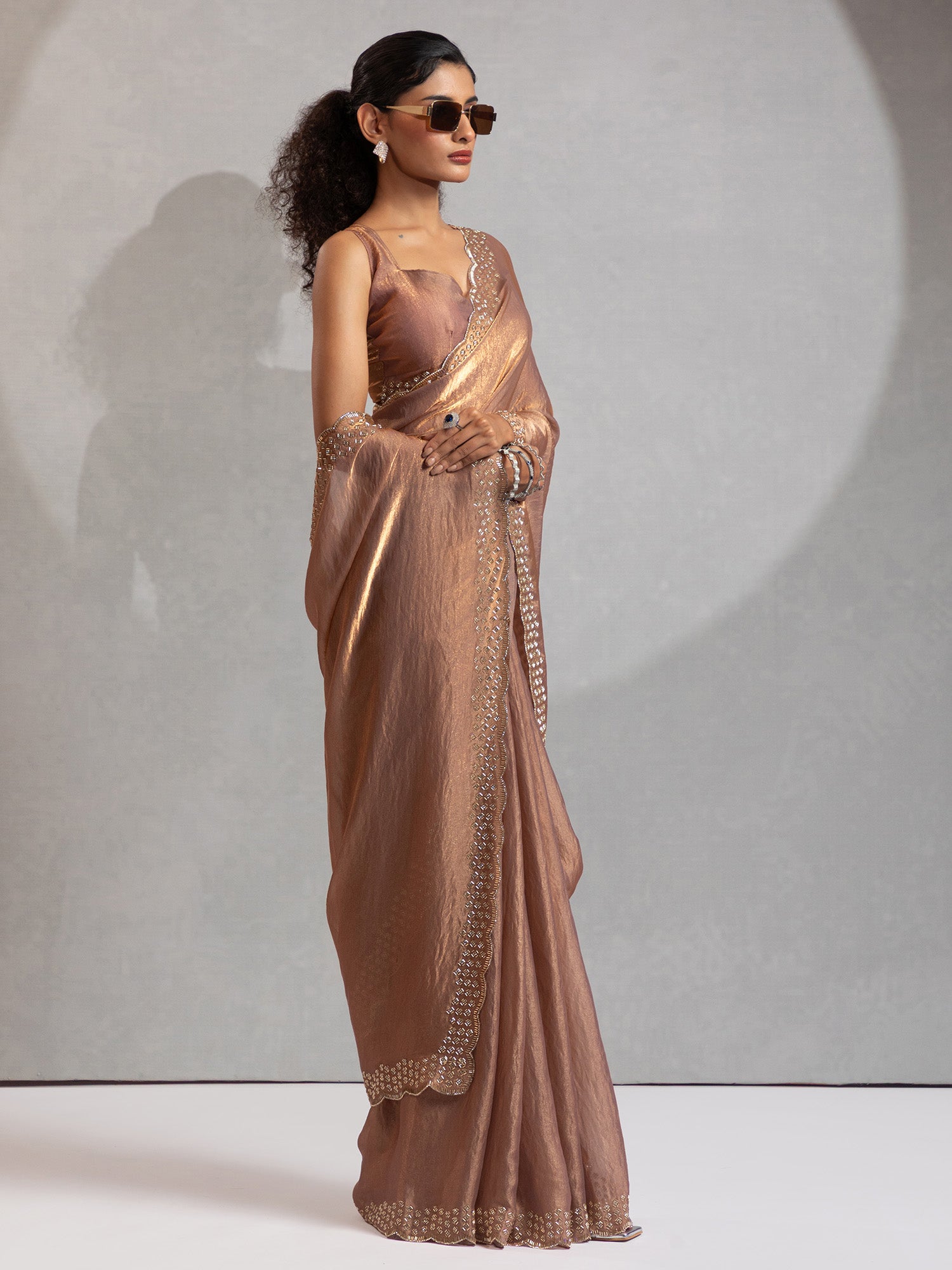 satin silk beige embellished designer saree with blouse piece morpnkh1224a