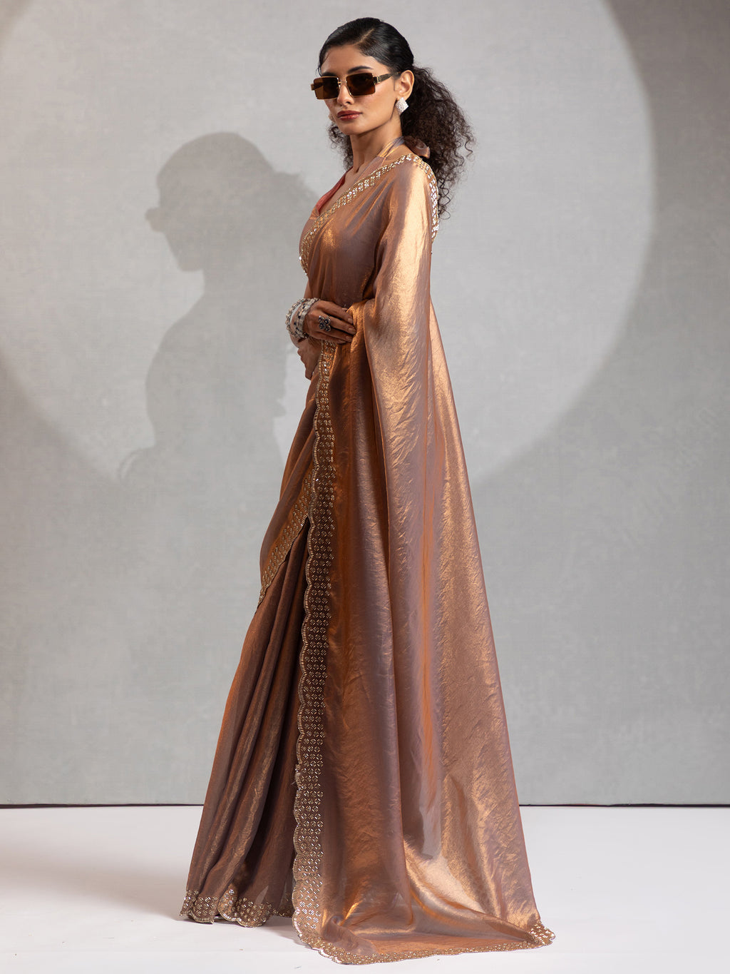 satin silk metallic embellished designer saree with blouse piece morpnkh1224c