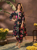 black floral printed kurta set