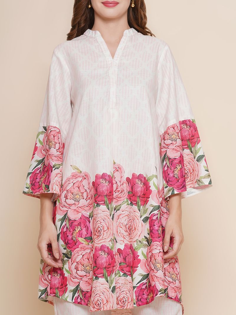 Pink & Multi Print Anarkali Kurta Set