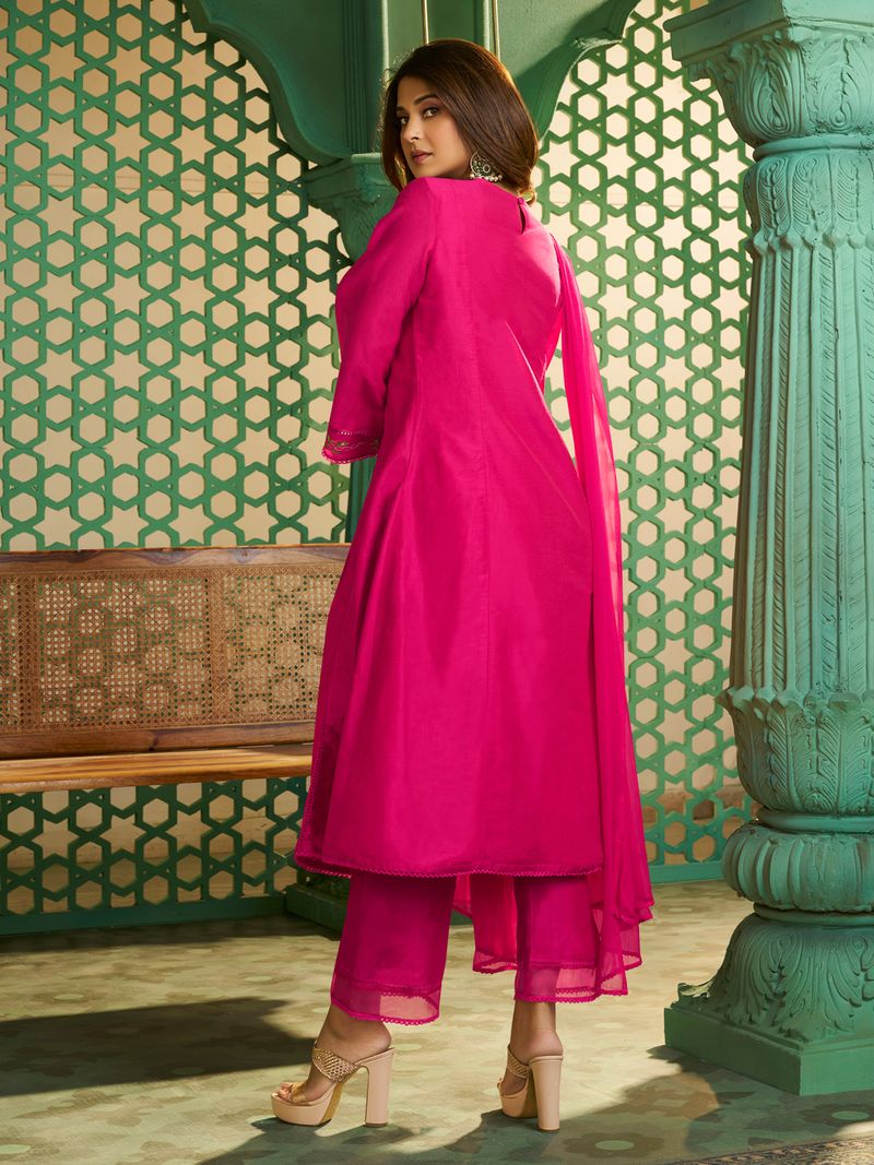 pink embroidered kurta set