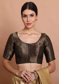 black brocade round neck readymade padded blouse