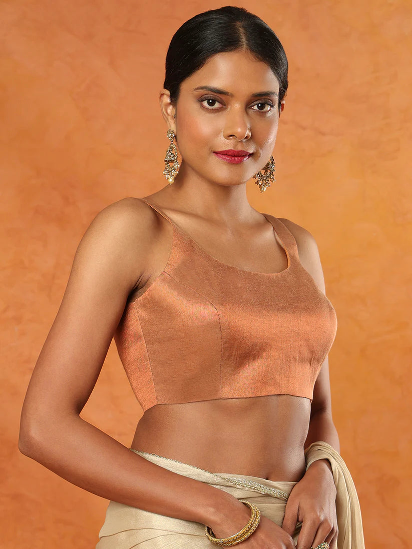 copper tissue sleeveless readymade blouse