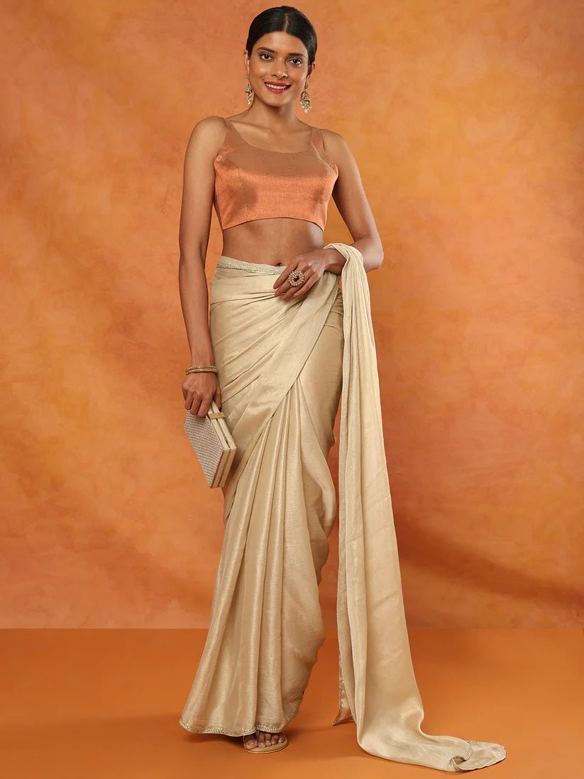 copper tissue sleeveless readymade blouse