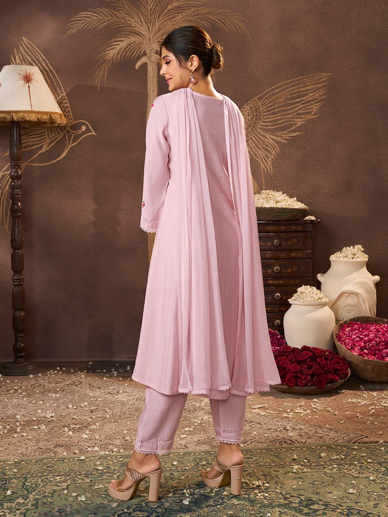 light pink embroidered kurta set