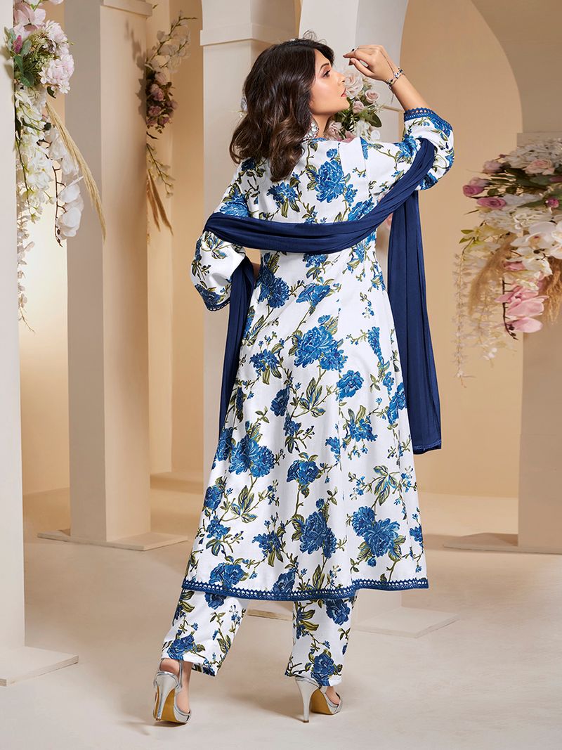 floral printed kurta with palazzos dupatta